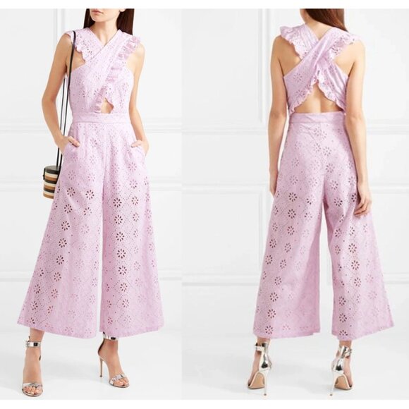 ALICE MCCALL Limonada Ruffled Broderie Anglaise Cotton Jumpsuit